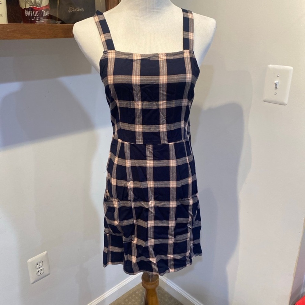 American Eagle plaid mini dress front pocket size small